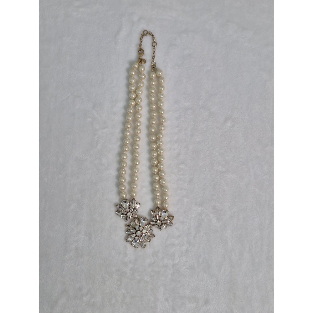Necklace J. Crew Cream Gem Pearl Double Strand Statement Jewelry - Picture 16 of 16